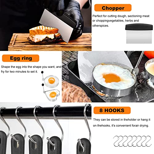 Blackstone Griddle Accessories Kit and Burger Press, 122 PCS Griddle Grill Tools Set for Blackstone Stainless Steel Grill BBQ Spatula Utensils Set with Storage Bag