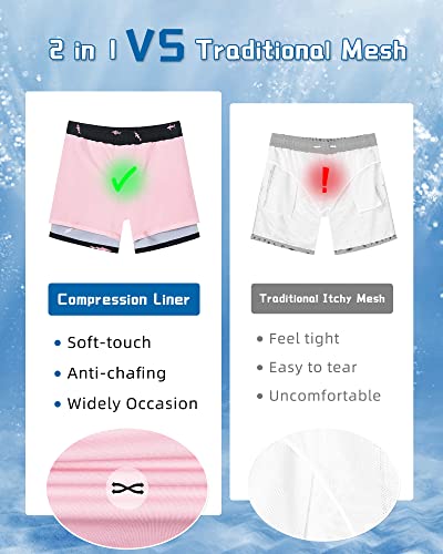 SURF CUZ Mens Swim Trunks with Compression Liner Swimming Trunks 5 Inch Bathing Suit Quick Dry Swim Shorts