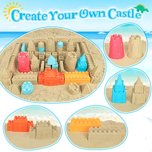 Collapsible Beach Toys for Kids Toddlers, Sand Bucket and Shovels Set with Mesh Bag, Sand Castle Toys for Beach, Travel Sand Toys, Sandbox Toys for Toddlers Kids Age 3-10