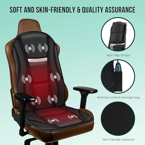 Snailax Vibration Back Massager with Heat, Seat Massager with 8 Vibrating Motors & 5 Modes, Chair Massager, Massage Cushion, Massage Chair Pad for Chair, Office, Gifts