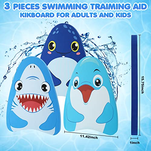 3 Pcs Kids Swimming Kickboard Learn Swimming Kickboard Fun Training Aid Float Exercise Whale Dolphin Shark Summer Swim Board Party Favor Pool Toys for Adults Children