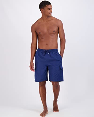 Real Essentials 3 Pack: Men's Swim Trunks with Cargo Pockets & Mesh Lining (Available in Big & Tall)