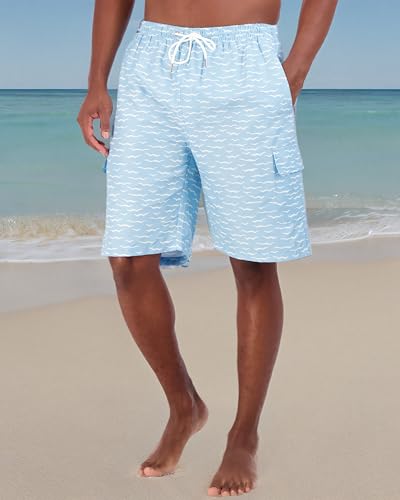 Real Essentials 3 Pack: Men's Swim Trunks with Cargo Pockets & Mesh Lining (Available in Big & Tall)