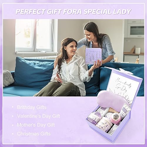 Lavender Spa Gifts Set, 11 Pcs Bath Gift Set for Women, Relaxing Spa Gifts, Bath Spa Gift Basket for Women, Self Care Gifts, Care Package, Home Spa Products, Birthday Gifts for Women, Lavender Gifts