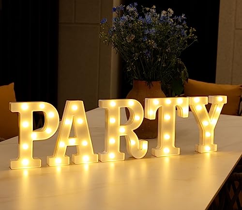 Dyingswan Led Light Up Letters, 26 Alphabet Marquee Letter Lights, Small Letters with Lights, Battery Powered Letter Sign Lights for Party, Table, Wall Decor (Letter A, Warm White)