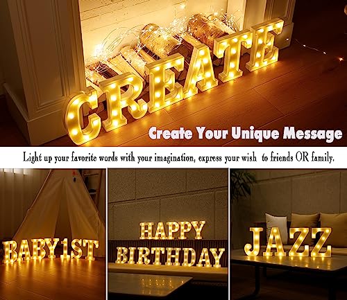 Dyingswan Led Light Up Letters, 26 Alphabet Marquee Letter Lights, Small Letters with Lights, Battery Powered Letter Sign Lights for Party, Table, Wall Decor (Letter A, Warm White)