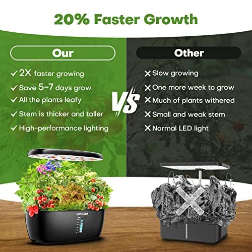 Indoor Garden Hydroponics Growing System: 12 Pods Plant Germination Kit Garden Kit Growth Lamp Countertop with LED Grow Light Hydrophonic Planter Grower Harvest Vegetable Lettuce