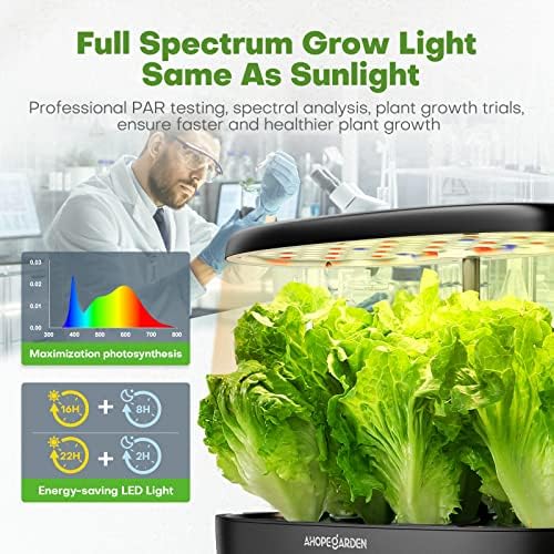 Indoor Garden Hydroponics Growing System: 12 Pods Plant Germination Kit Garden Kit Growth Lamp Countertop with LED Grow Light Hydrophonic Planter Grower Harvest Vegetable Lettuce