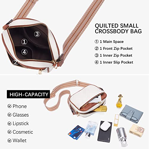 BOSTANTEN Quilted Crossbody Bags for Women Vegan Leather Purses Small Shoulder Handbags with Wide Strap