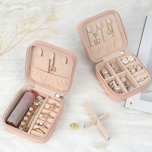 MFXIP Travel Jewelry Case Small Jewelry Box Jewelry Organizer Storage Case Portable PU Leather Mini Jewelry Travel Case for Girls Womens Earring, Necklace, Rings,Bracelets