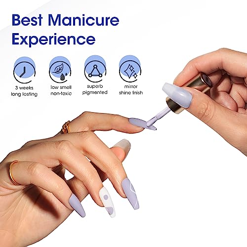 Gellen Gel Nail Polish Set, 6 Colors Blue Gray White Gel Polish Kit Soak off LED Nail Lamp Light Spring Summer Gel Nail Kit, Gel Nail Art Valentine Gifts for Women Girl