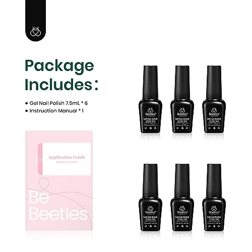 Beetles Summer Gel Polish Set- Hot Pink Green Blue Orange Gel Nail Polish 6 Colors Rainbow Nail Boundless Energy Collection Holiday Nail Art Design, Soak Off Uv LED Gel Manicure DIY Home