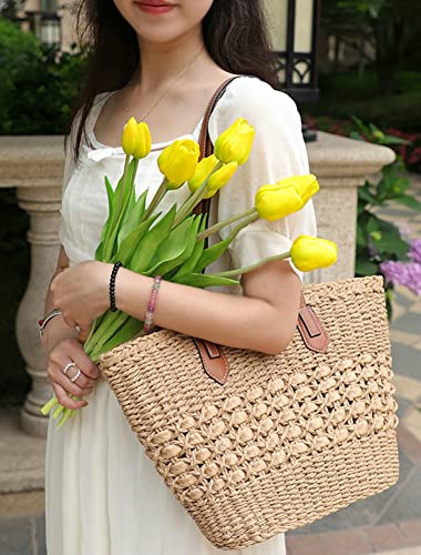 Women's Straw Hobo Bag Woven Shoulder Bag Large Totes Summer Travel Beach Handbag Handmade Purse