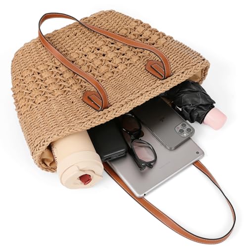 Women's Straw Hobo Bag Woven Shoulder Bag Large Totes Summer Travel Beach Handbag Handmade Purse