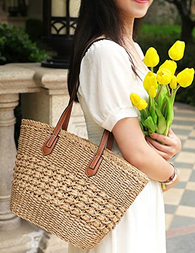 Women's Straw Hobo Bag Woven Shoulder Bag Large Totes Summer Travel Beach Handbag Handmade Purse