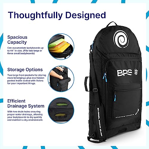 BPS New Zealand Beach Bodyboard Bag for 2-3 Boards Travel Backpack Boogie Board Case Top and Side Carry Handles, Made from Recycled Plastics