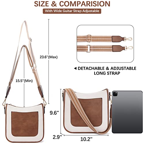 BOSTANTEN Crossbody Bags for Women Trendy Vegan Leather Hobo Handbags Fashion Shoulder Purse with Adjustable Guitar Strap