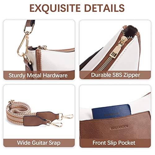 BOSTANTEN Crossbody Bags for Women Trendy Vegan Leather Hobo Handbags Fashion Shoulder Purse with Adjustable Guitar Strap