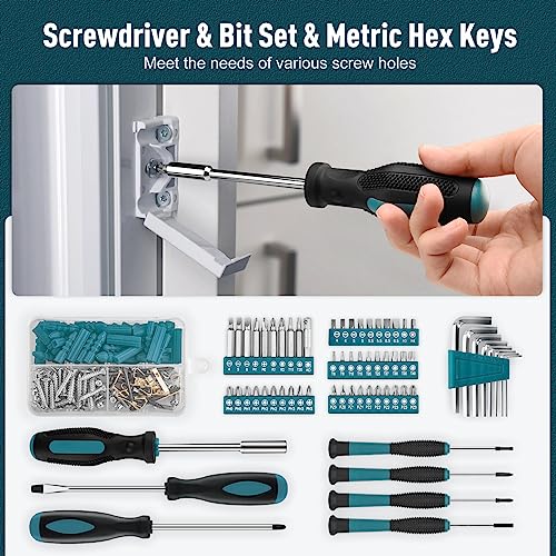 Sundpey Home Tool Kit 281-PCs - Protable Complete Basic Repair General Hand Tool Sets for Men Women - Full Tool Set with Socket Wrench Set & Screwdriver Set & Metric Hex Key & Pliers & Tool Box Case