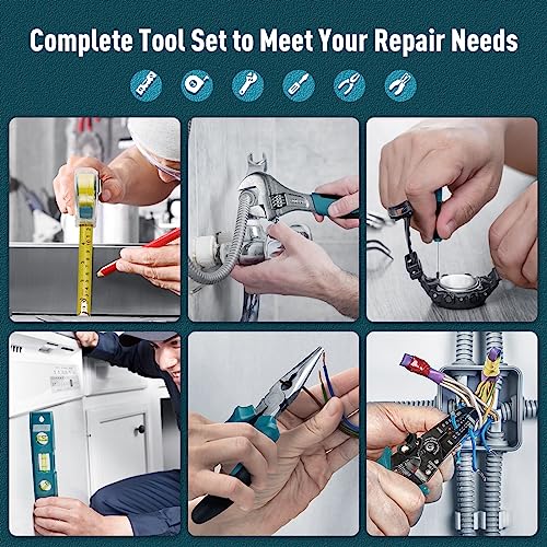 Sundpey Home Tool Kit 281-PCs - Protable Complete Basic Repair General Hand Tool Sets for Men Women - Full Tool Set with Socket Wrench Set & Screwdriver Set & Metric Hex Key & Pliers & Tool Box Case