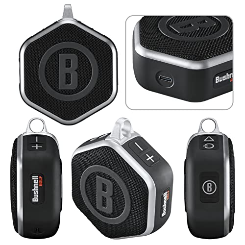 Bushnell Wingman Mini Black/Silver GPS Bluetooth Speaker with Wearable4U Ultimate White Earbuds and Wall/Car Chargers Bundle