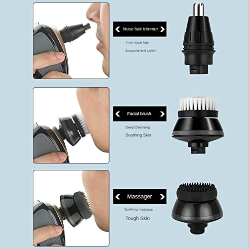 5-in-1 Rotary Electric Razor Bald Head Shaver | 4D Rechargeable and Cordless Beard Trimmer | Includes Skull Shaver, Clippers, Nose Hair Trimmer, Face Scrubber & Facial Cleansing Brush