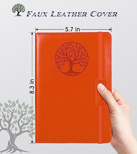 Lined Journal Notebook for Women Men,256 Pages A5 Hardcover Leather Journals for Writing,Travel,Business,Work & School,College Ruled Notebooks for Note Taking,Diary Notepad 5.7"×8.3" orange