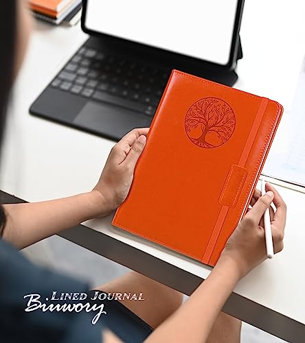 Lined Journal Notebook for Women Men,256 Pages A5 Hardcover Leather Journals for Writing,Travel,Business,Work & School,College Ruled Notebooks for Note Taking,Diary Notepad 5.7"×8.3" orange