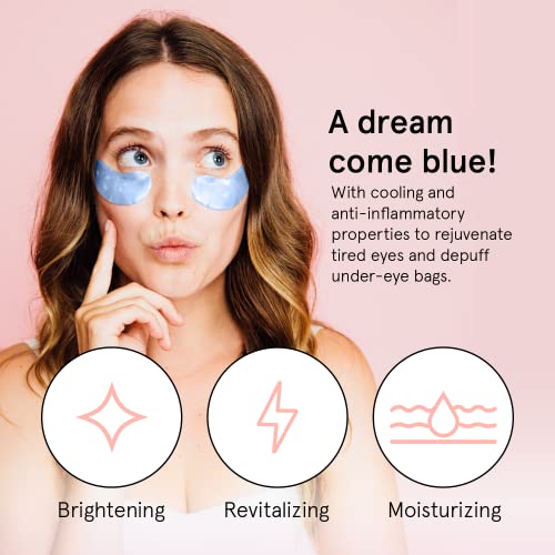 grace & stella Award Winning Under Eye Mask (Blue, 6 Pairs) Reduce Dark Circles, Puffy Eyes, Undereye Bags, Wrinkles, Gel Under Eye Patches, Nurse Gifts, Vegan Cruelty-Free Self Care