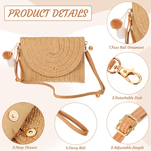 Straw Clutch Purse for Women Rattan Earrings Set Summer Beach Straw Bag Boho Handbag Woven Wallet for Girl Vacation