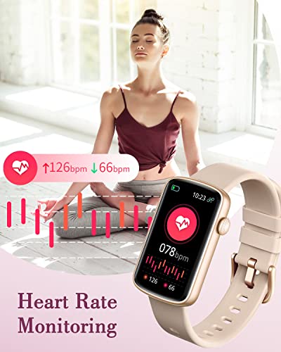 Smart Watches for Women Compatible with iPhone Android Phones, LYNN2 Slim Women's Watch Fitness Tracker Digital Watch with Heart Rate Monitor Pedometer Step/Sleep Tracker Waterproof Pink