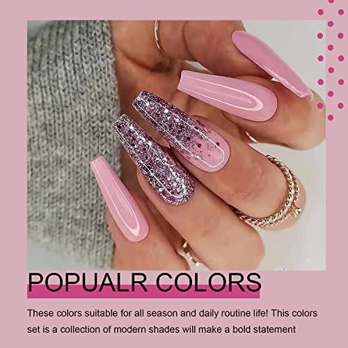 Arte Clavo Gel Nail Polish Set, 6 Colors Pink Glitter Gel Polish Set Pink Red Nail Polish Gel All Seasons Nail Art Soak Off Gel Nail Kit DIY Home Salon 2024 Nail Gifts for Women Girls 632…