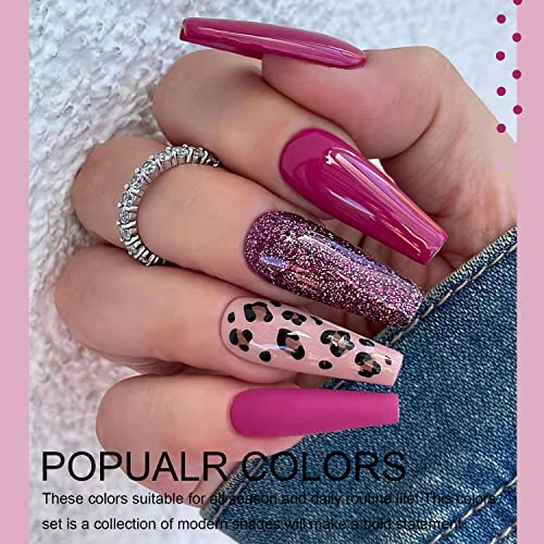 Arte Clavo Gel Nail Polish Set, 6 Colors Pink Glitter Gel Polish Set Pink Red Nail Polish Gel All Seasons Nail Art Soak Off Gel Nail Kit DIY Home Salon 2024 Nail Gifts for Women Girls 632…