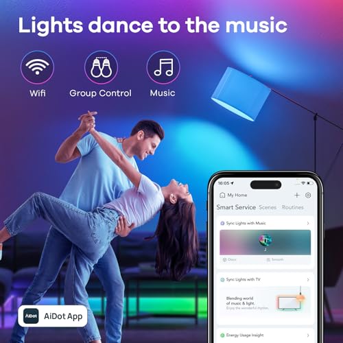 Linkind Matter Smart RGBTW Bulb, Smart Light Bulbs Work with Apple Home, Siri, Google Home, Alexa, SmartThings, Color Changing Light Bulbs Music Sync, Mood Lights, 2.4Ghz WiFi A19 E26 60W 800LM 3 Pack