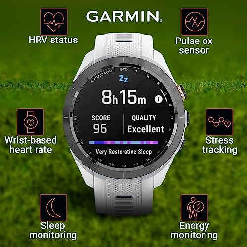 Wearable4U - Garmin Approach S70 - Ceramic 42 mm Golf: 1.2" AMOLED Display Up to 10 Days Battery Life, Multisport High-Performance Multi-Band GPS Premium Smart Watch w/ 43K+ Golf maps & Gift Bundle