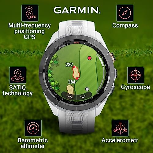 Wearable4U - Garmin Approach S70 - Ceramic 42 mm Golf: 1.2" AMOLED Display Up to 10 Days Battery Life, Multisport High-Performance Multi-Band GPS Premium Smart Watch w/ 43K+ Golf maps & Gift Bundle