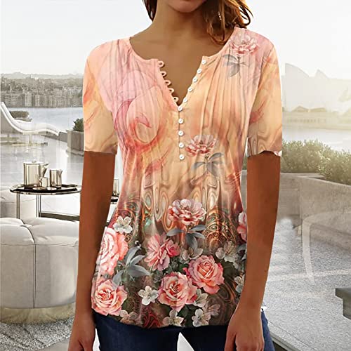 Womens Tops Casual Plus Size Blouse for Work Office Work Shirts Women's Summer Notch V Neck Blouse Tops