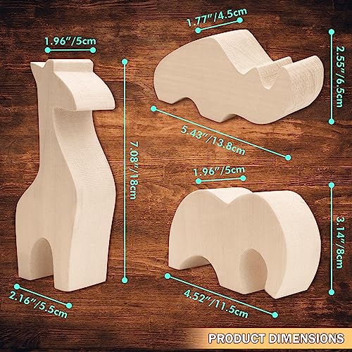 Basswood Blanks for Carving Wooden Animals - Whittling kit with Rhino, Giraffe, Elephant - Wood Carving Kit for Beginners - Linden Woodworking Kit for Kids, Adults - 3 Unfinished Wooden Blocks