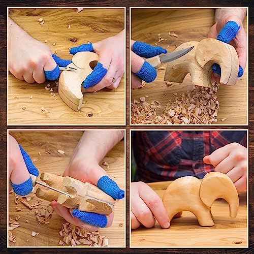 Basswood Blanks for Carving Wooden Animals - Whittling kit with Rhino, Giraffe, Elephant - Wood Carving Kit for Beginners - Linden Woodworking Kit for Kids, Adults - 3 Unfinished Wooden Blocks