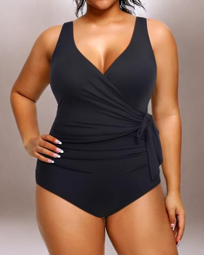 Yonique Plus Size One Piece Swimsuits for Women Tummy Control Bathing Suits Full Coverage Swimwear