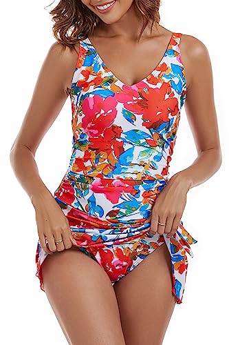 One Piece Swim Dress Swimsuits for Women Tummy Control Swimdress Skirt Bathing Suit