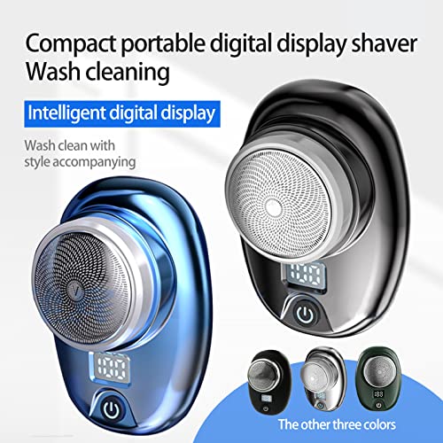 Mini Shaver Portable Electric Shaver,Waterproof USB Electric Razor for Men,Rotary 3-Blade Head Pocket Portable Electric Shave with LCD Digital Display for Travel. (Blue)