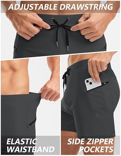 G Gradual Men's Swimsuit Trunks with Zipper Pockets Quick Dry Swimwear Bathing Suit Swim Briefs Board Shorts for Men