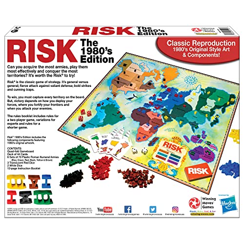 Risk The 1980's Edition With Original 1980's Artwork and Components by Winning Moves Games USA, Strategy Board Game of World Domination for 2 to 6 Players, Ages 8+