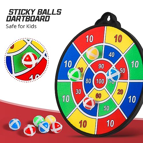 2 in 1 Magnetic Dart Board, Kids Double-Sided Dart Board with 12 Magnetic Darts and 12 Sticky Balls, Indoor Travel Outdoor Party Games Toys Gifts for 5 6 7 8 9 10 11 12 Year Old Boys Kids and Adult