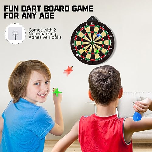 2 in 1 Magnetic Dart Board, Kids Double-Sided Dart Board with 12 Magnetic Darts and 12 Sticky Balls, Indoor Travel Outdoor Party Games Toys Gifts for 5 6 7 8 9 10 11 12 Year Old Boys Kids and Adult