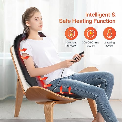 CILI Massage Chair Pad,Back Massage with Heat,Massage Pad with 10 Vibration Motors,30-60-90 Minutes Heating Options,Chair Massager for Office Chair, Massage Chair for Home Office Use (Black)