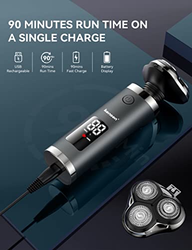 Electric Shavers for Men, KENSEN Electric Razor for Shaving Face, Mens Rotary Shaver Rechargeable Razor for Men, Waterproof Wet & Dry LED Display Cordless Rotary Shaver with Extra Replacement Blade