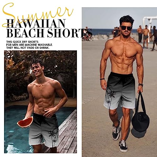 Men's Swim Trunks Hawaiian Bathing Mesh Lining Suit Swimsuits Beach Shorts with Pockets