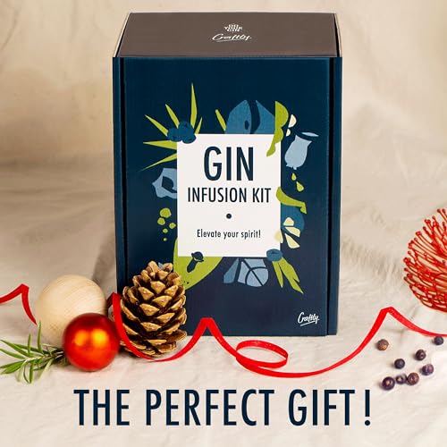 Gin Infusion Kit by Craftly | Natural Botanicals for Homemade Cocktails | Cocktail Making Kit | Birthday Gifts for Him & Her | Gifts for Men & Women | Includes Spices & Bottle